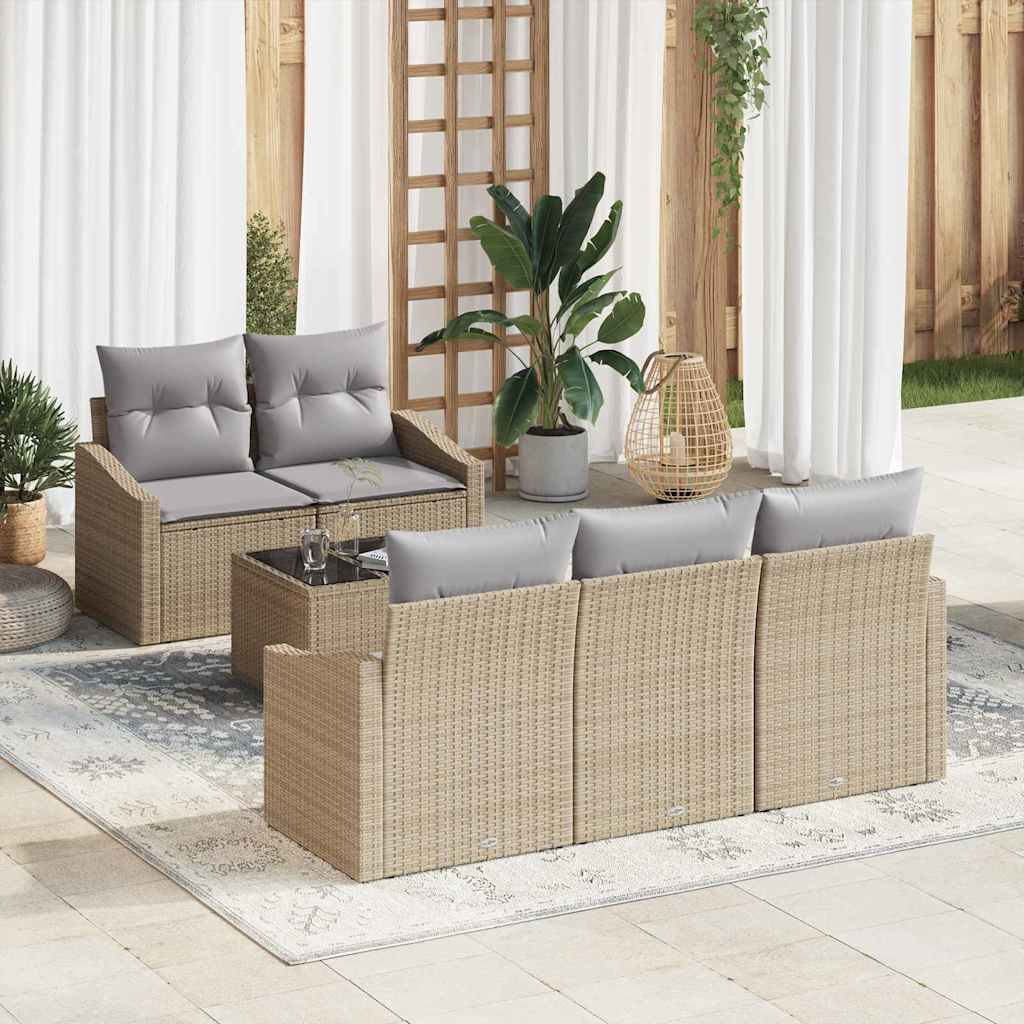 Garten-Sofa-Set mit Kissen 6 pcs Beige und Grau 55 x 55 x 37 cm